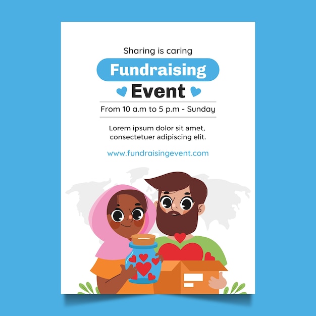 Free vector fundraising event  poster template