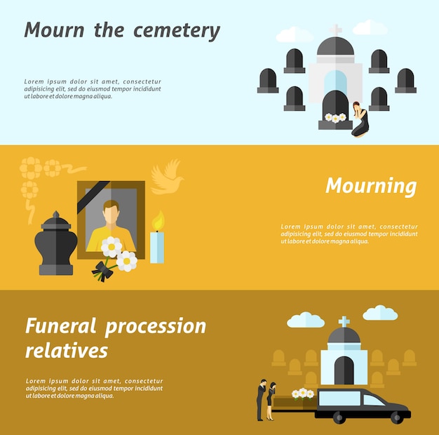 Free vector funeral banner set