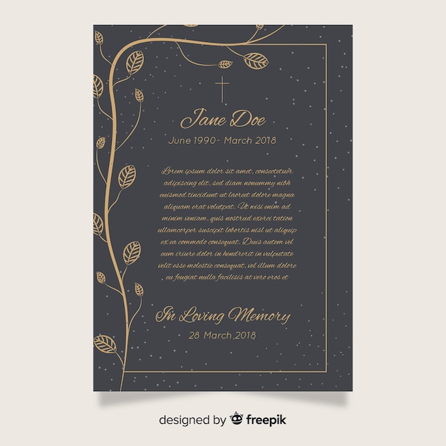 Free vector funeral card template