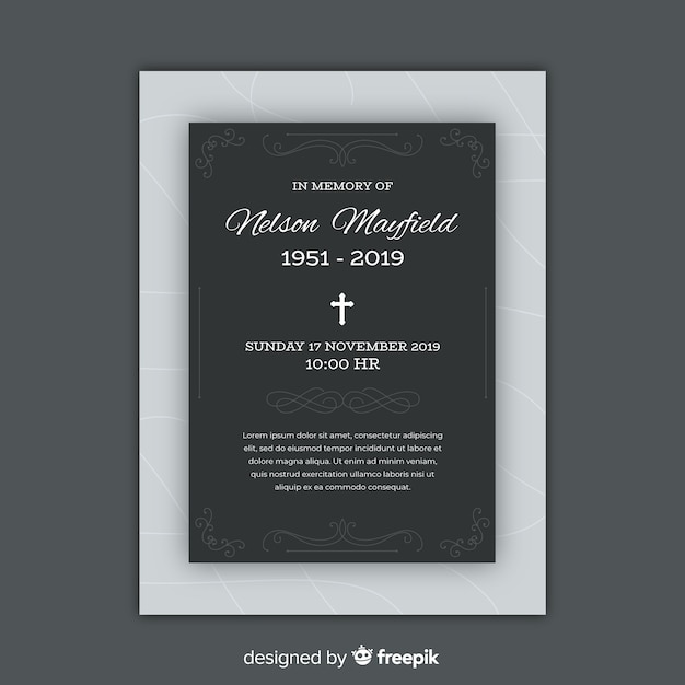 Free vector funeral card template