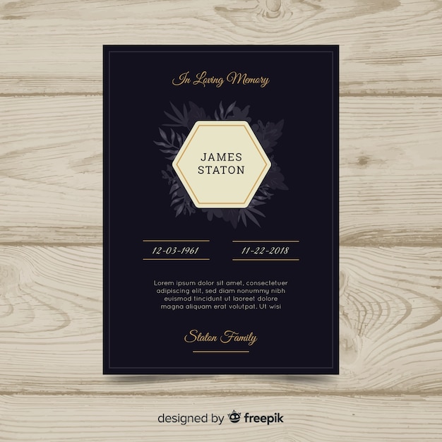 Free vector funeral card template
