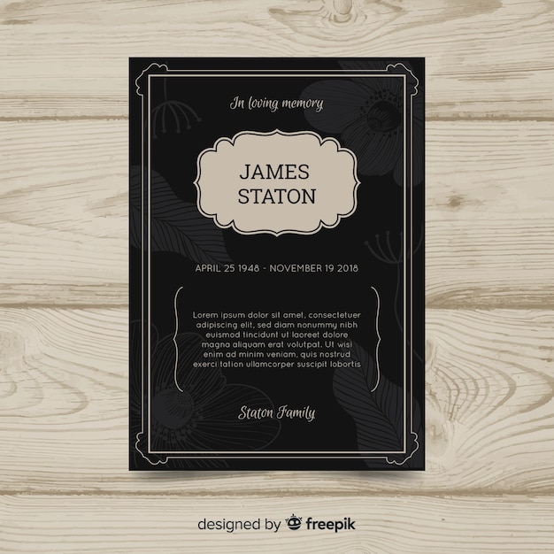 Free vector funeral card template