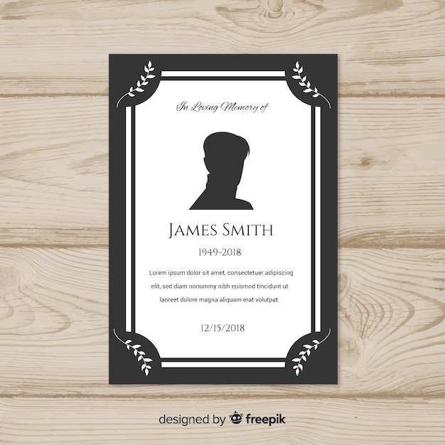 Free vector funeral card template