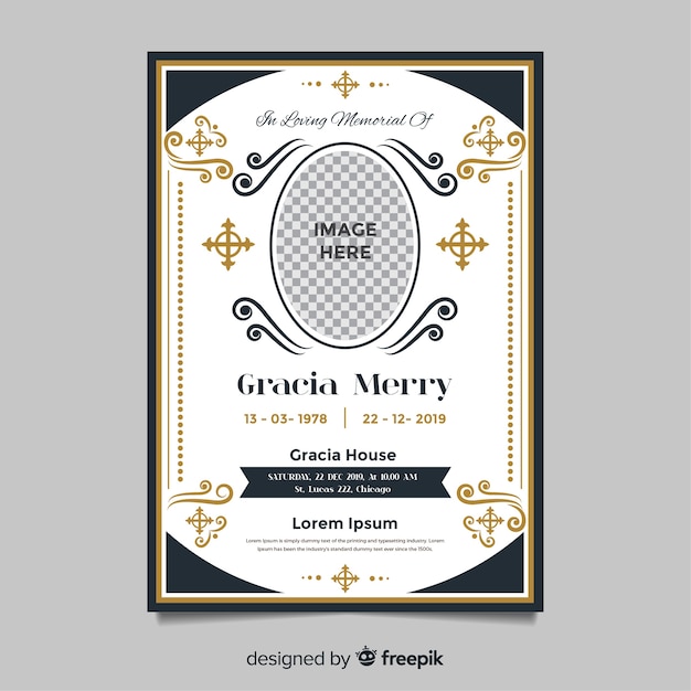 Free vector funeral card template