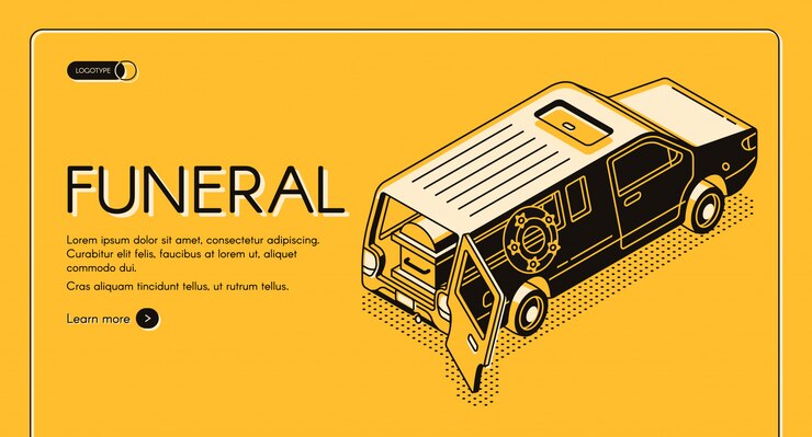 Free Vector funeral service isometric  web banner, landing page template. 