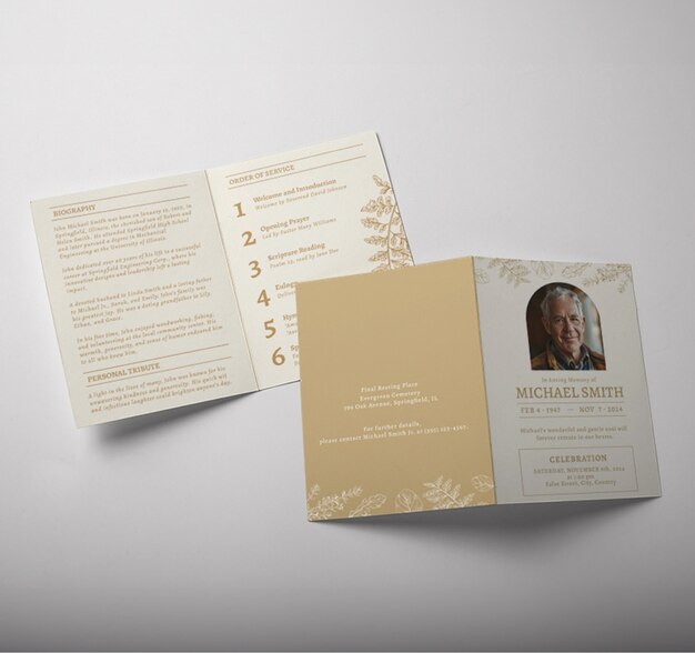 Funeral  trifold brochure design template
