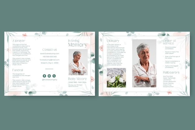 Funeral trifold brochure design template