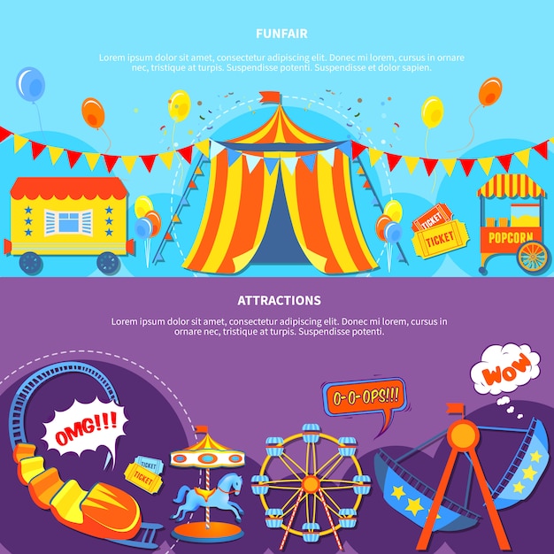 Funfair and attractions 2 flat banners