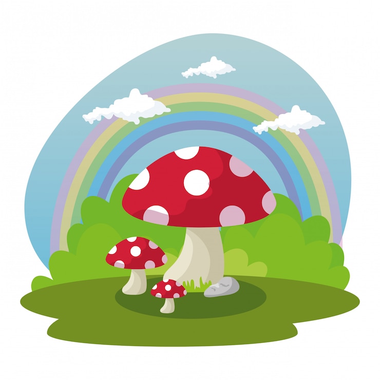 मुफ़्त वेक्टर fungus plant in scene fairytale