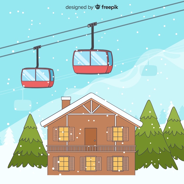 Free vector funicular winter background