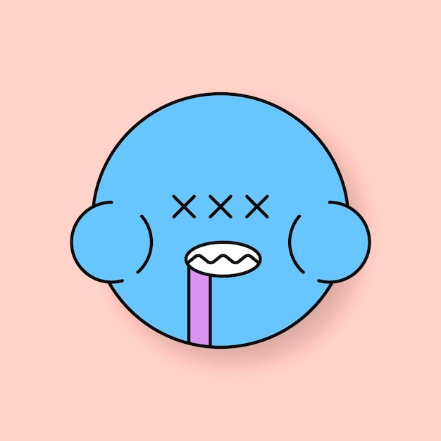 Vettore gratuito vettore di adesivi emoji rana mostro blu funky