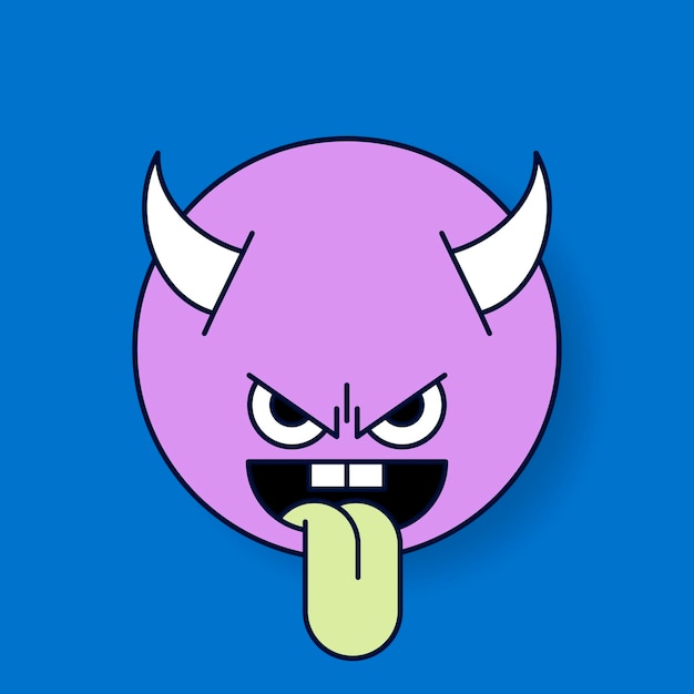 Free vector funky purple devil monster emoji vector