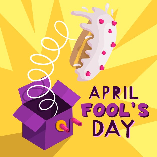 Funny april fool's day and cake on spring