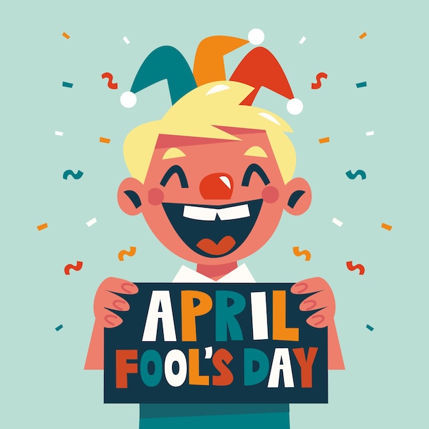 Funny april fool's day and laughing child