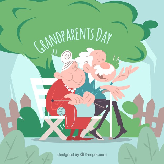Free Vector funny background of grandparents sitting on a bench