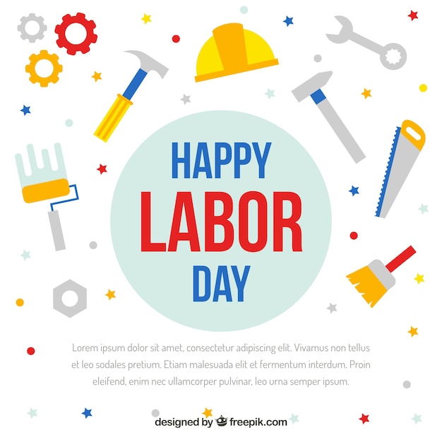 Free vector funny background with labor day tools