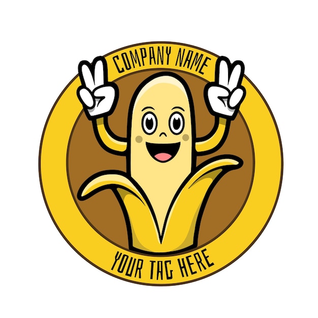 面白いバナナのキャラクターのロゴ