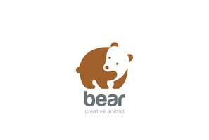 Funny bear logo    . negative space style.