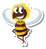 Free vector funny bee insect cartoon sticker