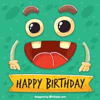 Free vector funny birthday background with hand drawn character