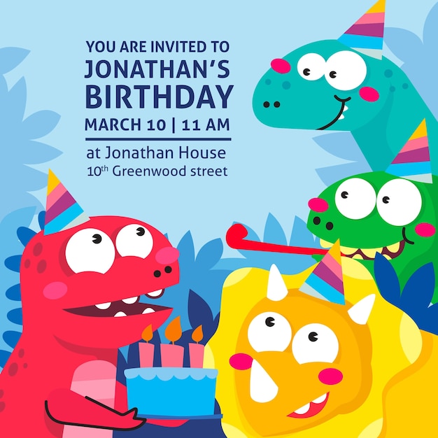 Free vector funny birthday invitation concept