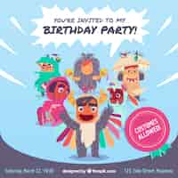 Free vector funny birthday invitation