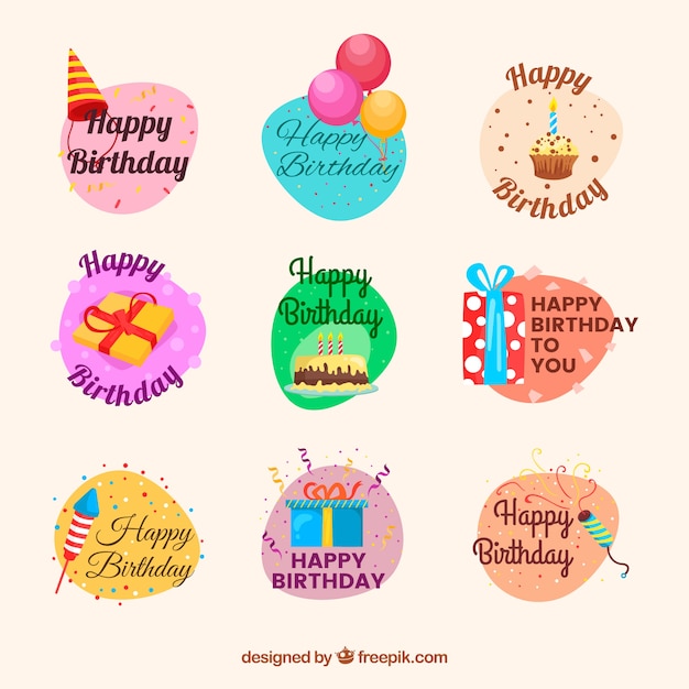 Free vector funny birthday labels