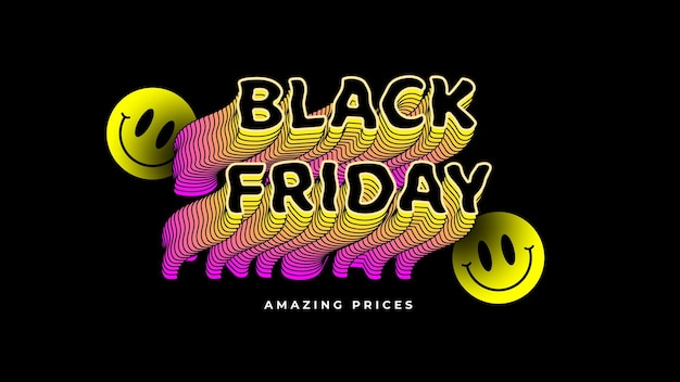 Funny Black Friday banner in retro acid style