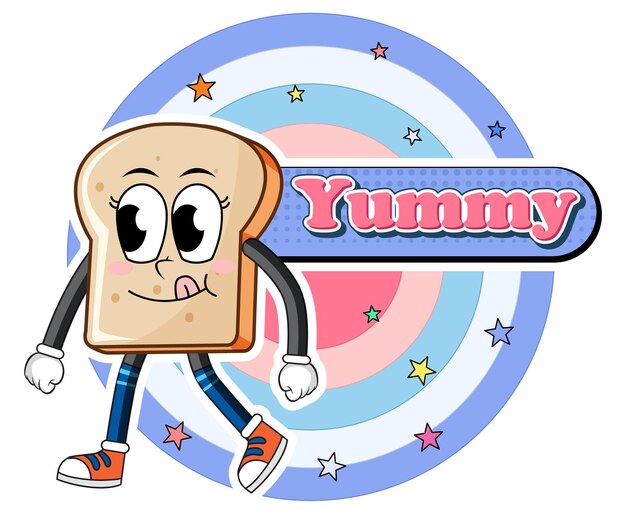 Funny bread cartoon character