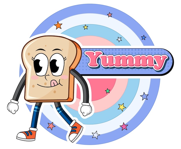 Funny bread cartoon character
