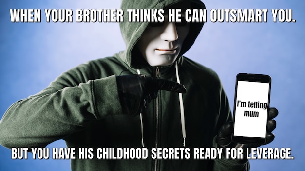 Free vector funny brother chilhood secrets meme