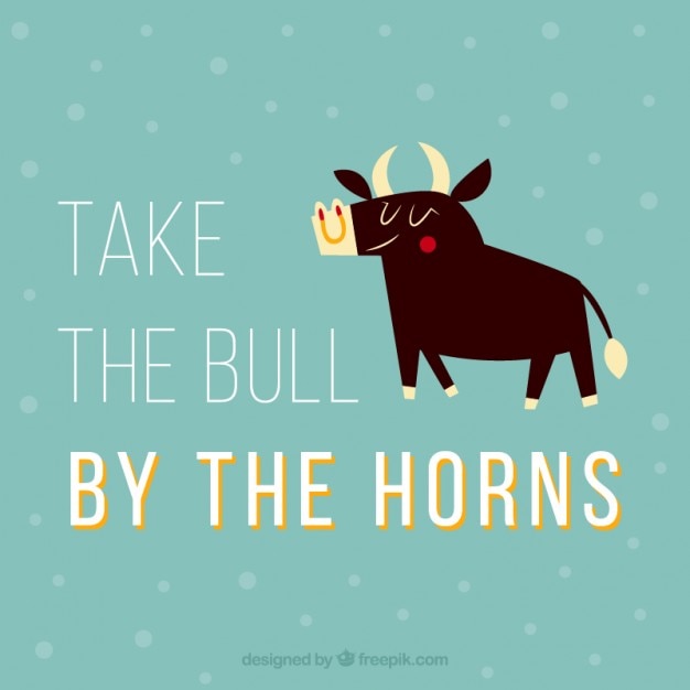 Free vector funny bull with lettering about courage