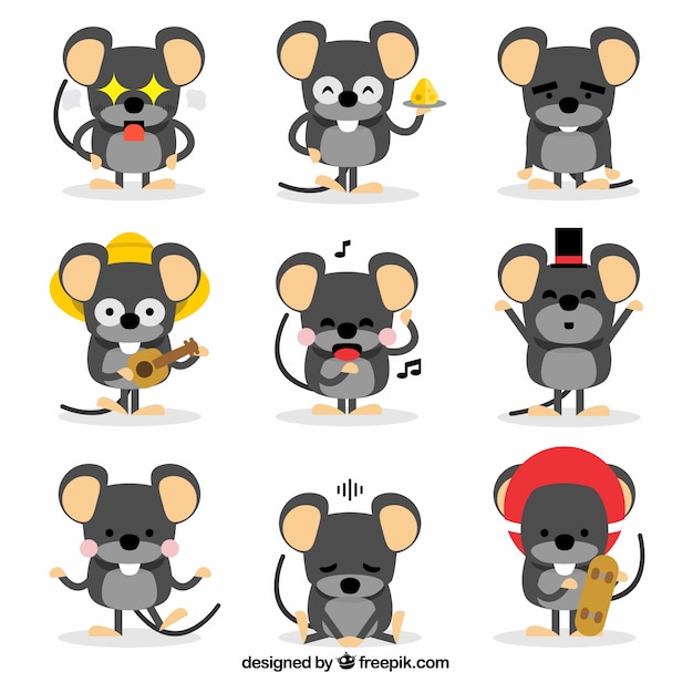 Free vector funny cartoon mice collection