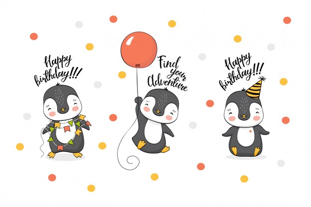 Premium Vector Funny Cartoon Penguins Collection
