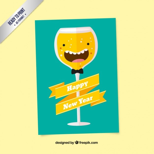 Free vector funny champagne glass card