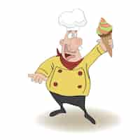 Free vector funny chef with icecream