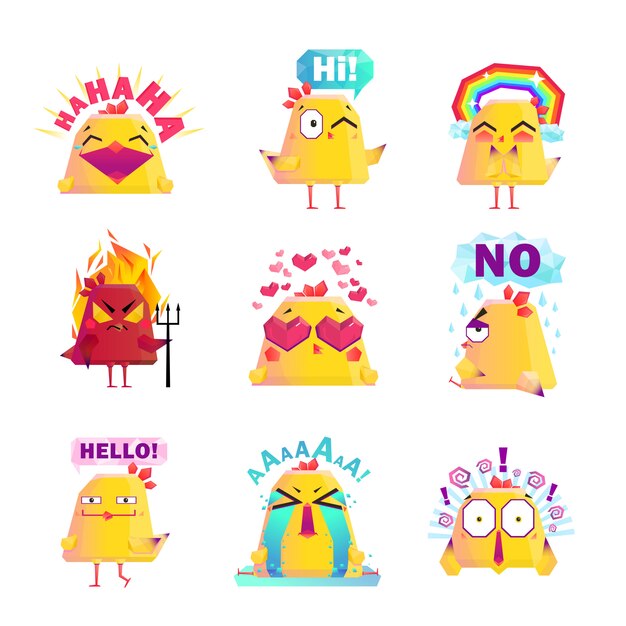 Набор иконок персонажей мультфильма Забавный цыпленок