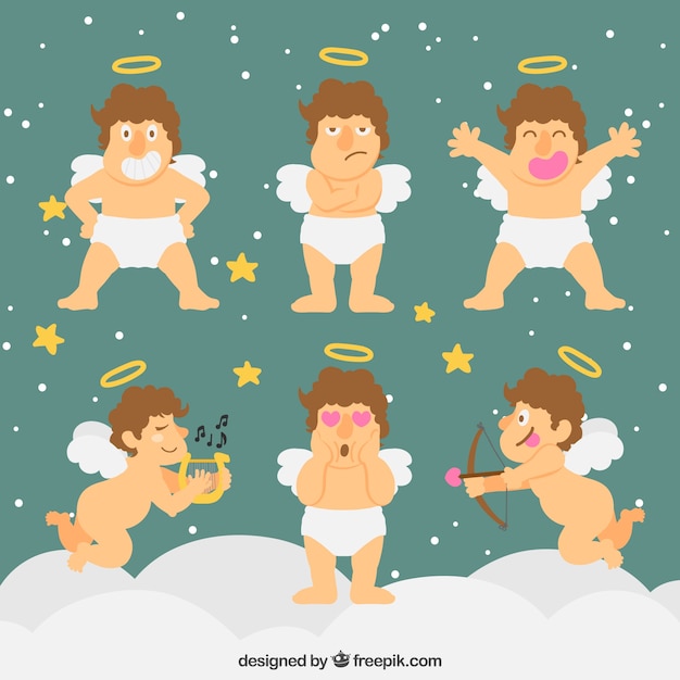 Free vector funny christmas angels collection