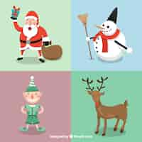 Free vector funny christmas characters