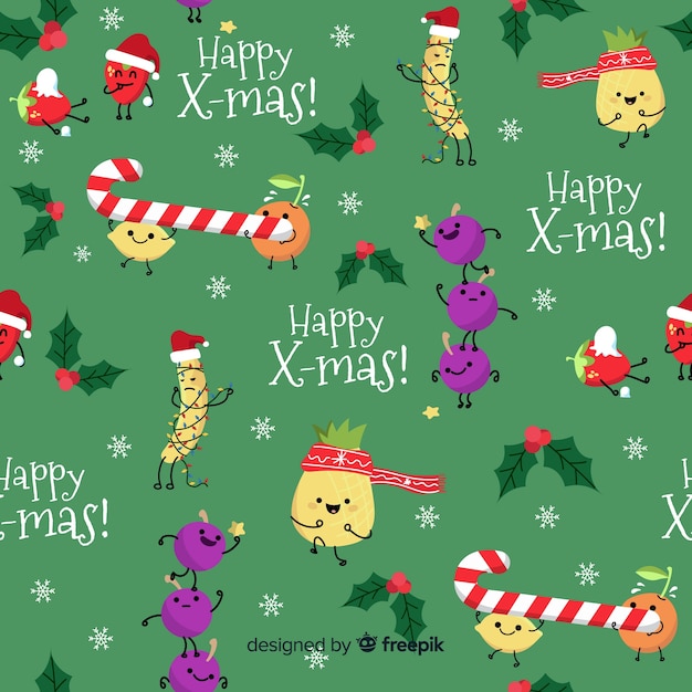 Funny christmas pattern with candy