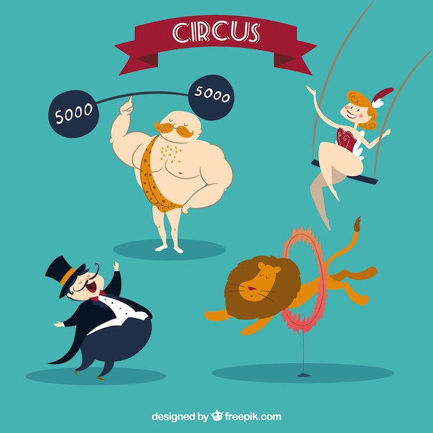 Бесплатное векторное изображение Забавные персонажи цирка