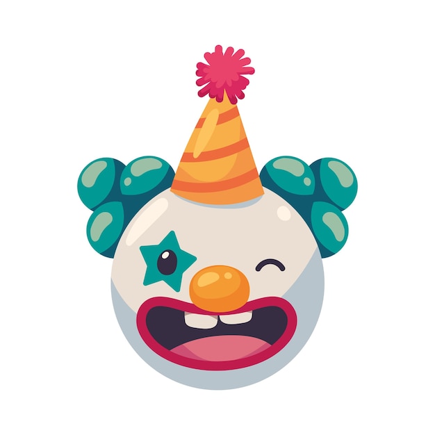 Free vector funny clown fools day icon isolated