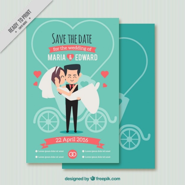 Free vector funny couple wedding card