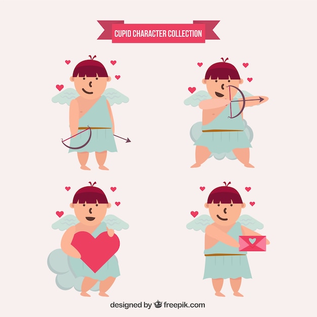 Funny cupid character with different elements