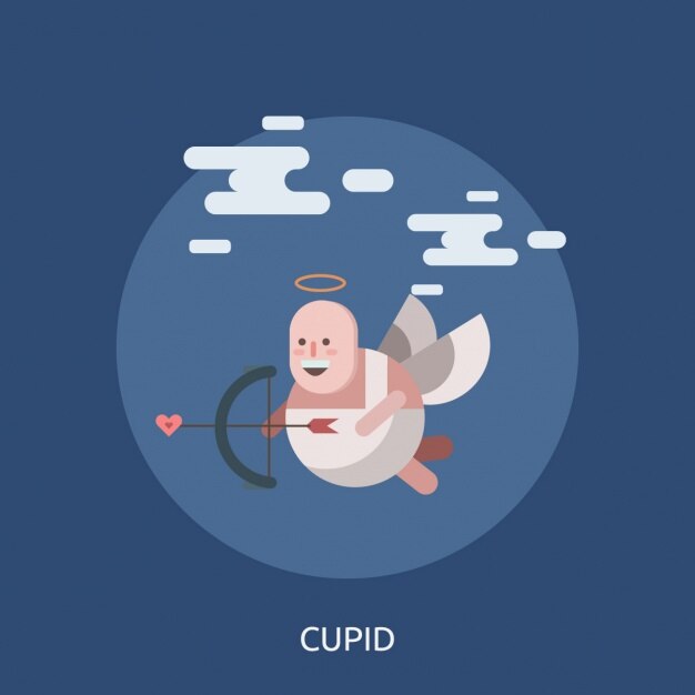 Free Vector funny cupid with an arrow heart