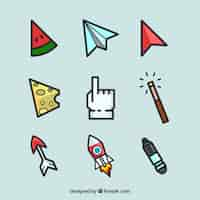 Free vector funny cursor pack