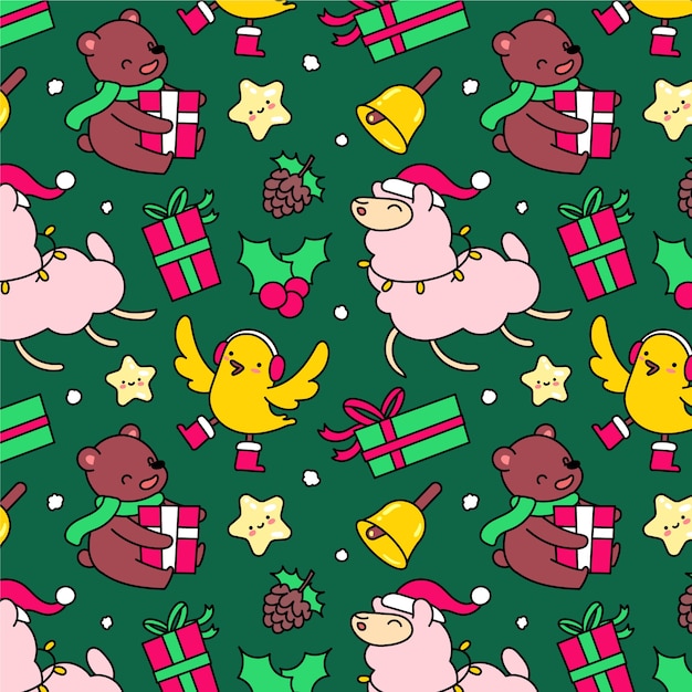 Funny decoration christmas pattern background