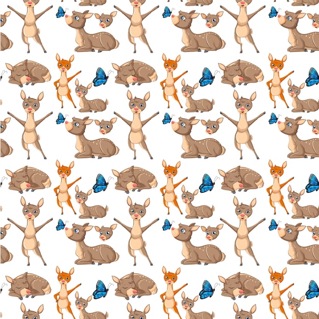 Funny deer on white background seamless