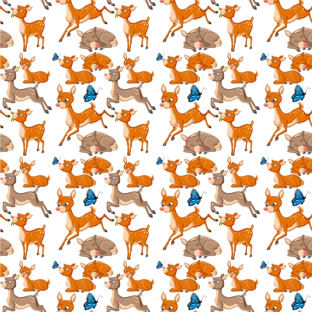 Free vector funny deer on white background seamless