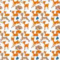 Free vector funny deer on white background seamless